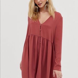 Elegant Mauve Long Sleeve Dress